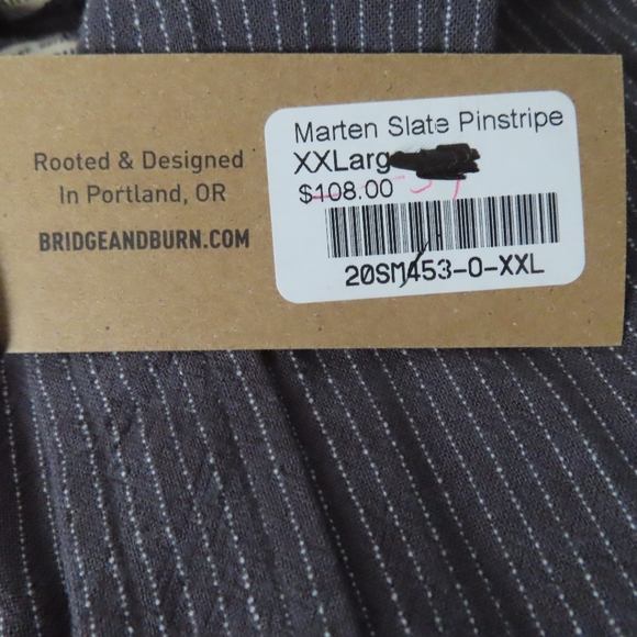 Bridge & Burn marten slate pinstripe Short Sleeve Button Up Shirt Men’s Sz 2XL - Picture 5 of 7